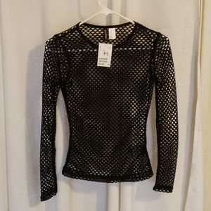 Black long sleeve fishnet
